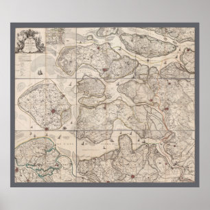 Poster Mapa da Zelândia, Países Baixos (1748)