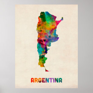 Póster Mapa das Aquarelas da Argentina