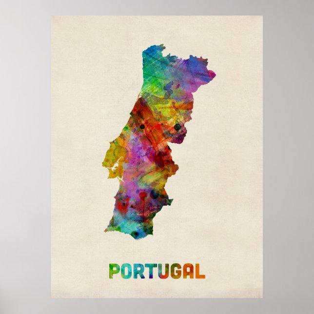 Póster Mapa das Aquarelas de Portugal (Frente)
