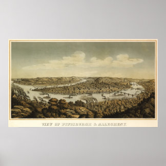 Póster Mapa das aves de Pitsburgh - 1874 (Krebs) BigMapBl