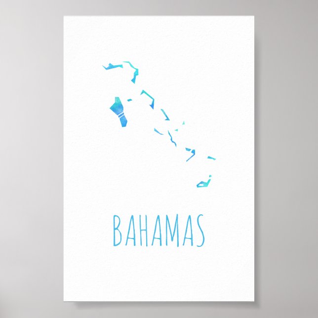 Póster Mapa das Bahamas (Frente)
