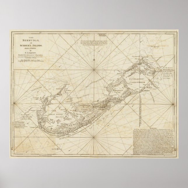 Póster Mapa das Bermudas (1788) (Frente)