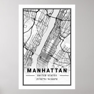 Poster Mapa das cidades de Manhattan New York Viagem