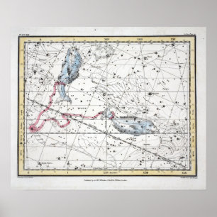 Póster Mapa das constelações Placa XXII