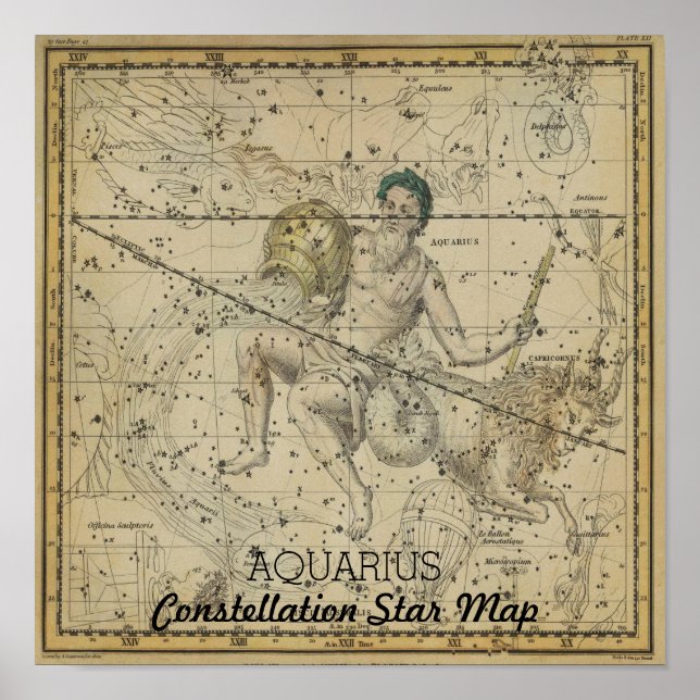 Póster Mapa das Estrelas da Constelação de Aquarius Janei (Frente)