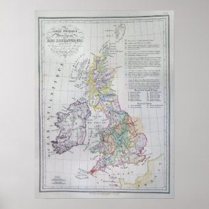 Poster Mapa das Ilhas Britânicas, Inglaterra, País de Gal