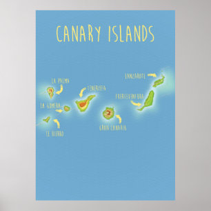 Póster Mapa das Ilhas Canárias