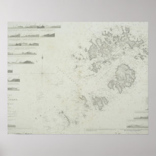 Póster Mapa das ilhas de Scilly em Grâ Bretanha