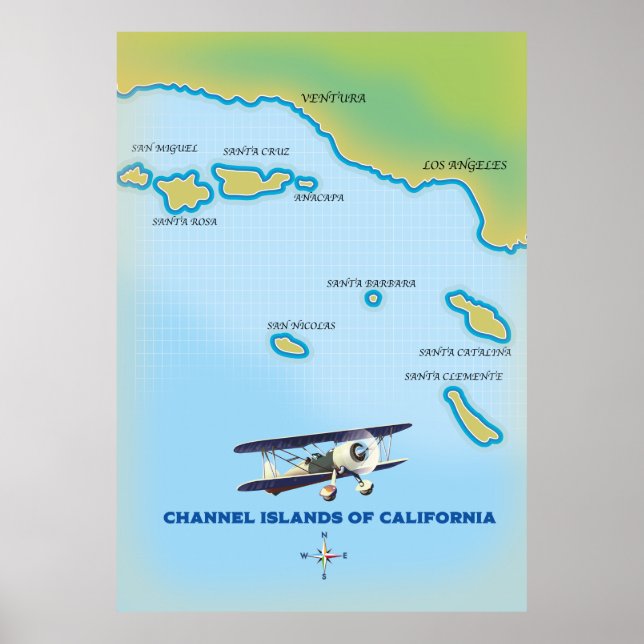 Poster Mapa das Ilhas do Canal da Califórnia (Frente)