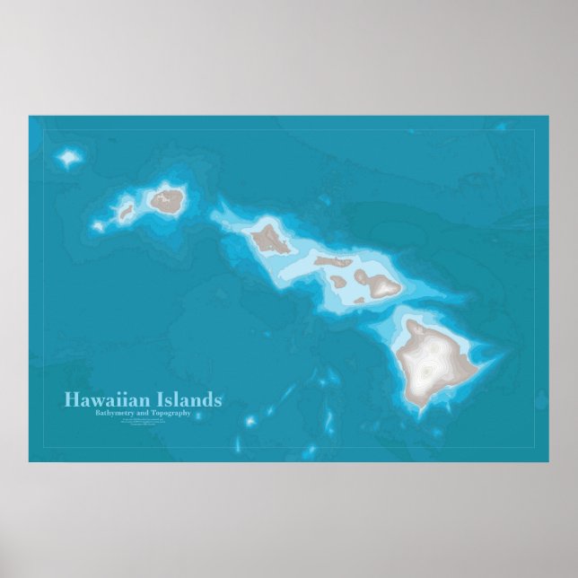 Poster Mapa das Ilhas do Havaí (Frente)