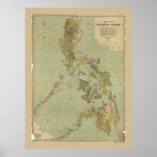 Poster Mapa das Ilhas Filipinas (1908)