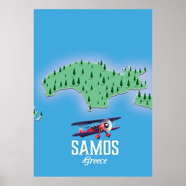 Poster Mapa das Ilhas Gregas Samos (Frente)