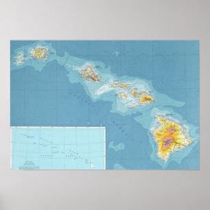 Poster Mapa das Ilhas Havaianas