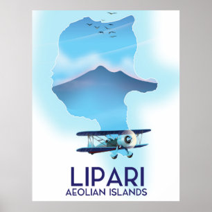 Poster Mapa das Ilhas Lipari Aeolian