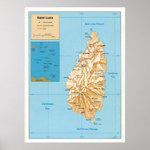 Poster Mapa das Ilhas Lúcia ruas (1991)