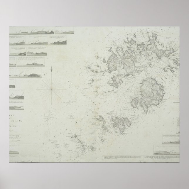 Póster Mapa das Ilhas Scilly na Grã-Bretanha (Frente)