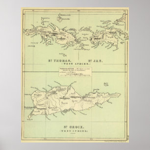 Póster Mapa das Ilhas Virgens (1853)