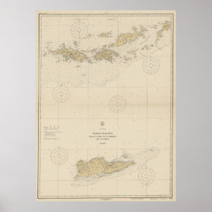 Poster Mapa das Ilhas Virgens (1921)