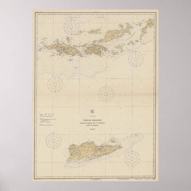 Poster Mapa das Ilhas Virgens (1921) (Frente)