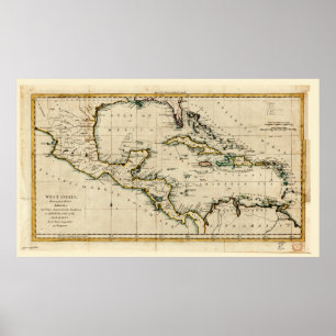 Poster Mapa das Índias Ocidentais (1785)