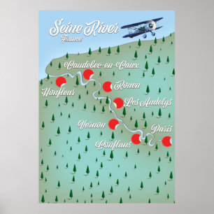 Poster Mapa das instalações do rio Sena França