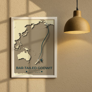 Poster Mapa das Migrações Tern do Árctico - Vintagem Mini