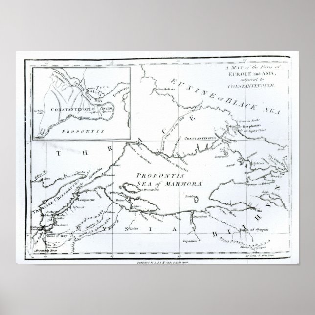 Póster Mapa das partes da Europa e da Ásia (Frente)