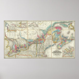Póster Mapa das províncias de Canadá