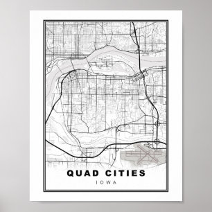 Poster Mapa das Quad Cities
