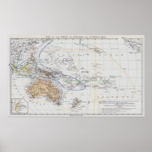 Poster Mapa das raças de Oceania e de Australasia