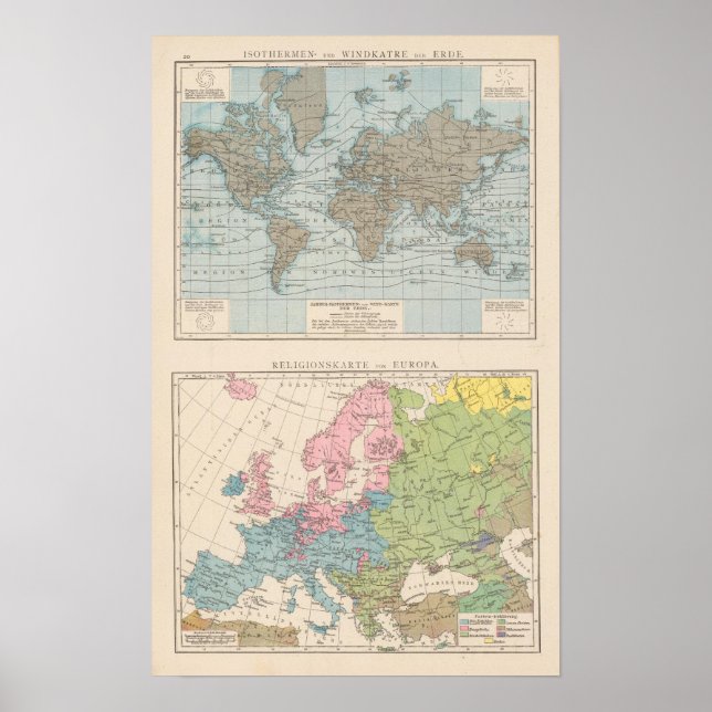 Poster Mapa das Religiões na Europa (Frente)
