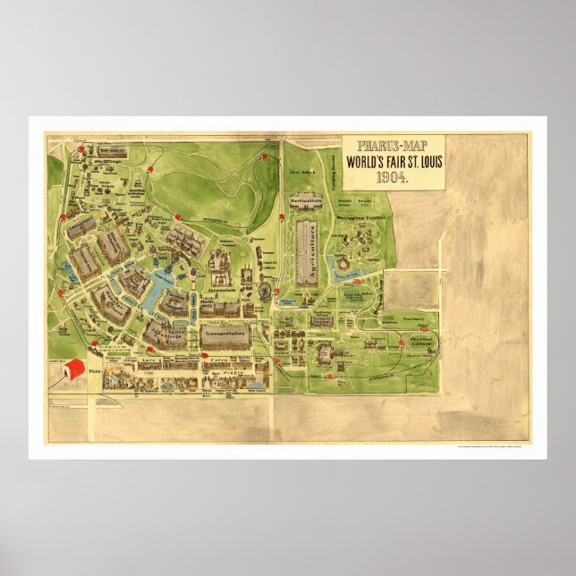 Póster Mapa das Ruas do Mundo em Louis, 1904 (Frente)