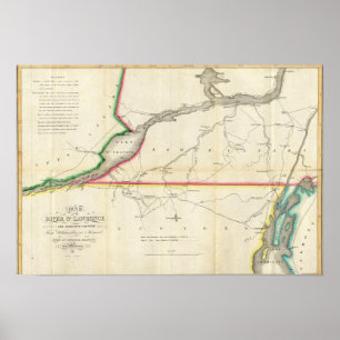 Póster Mapa das Ruas do rio Lawrence e Adjacent Country