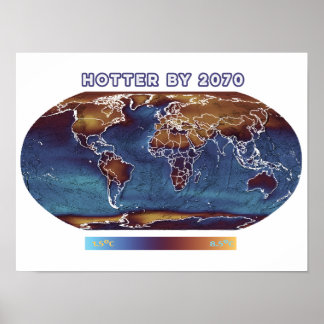 Poster Mapa das temperaturas das mudanças climáticas