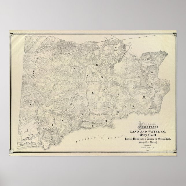 Póster Mapa das Terras e da Água de Tamalpais (Frente)