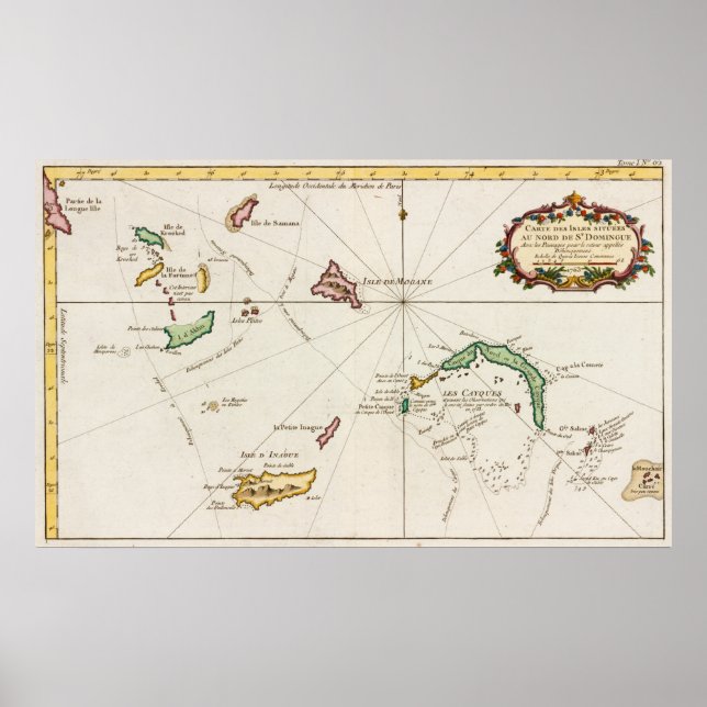 Poster Mapa das Turcas e Caicos (1764) (Frente)