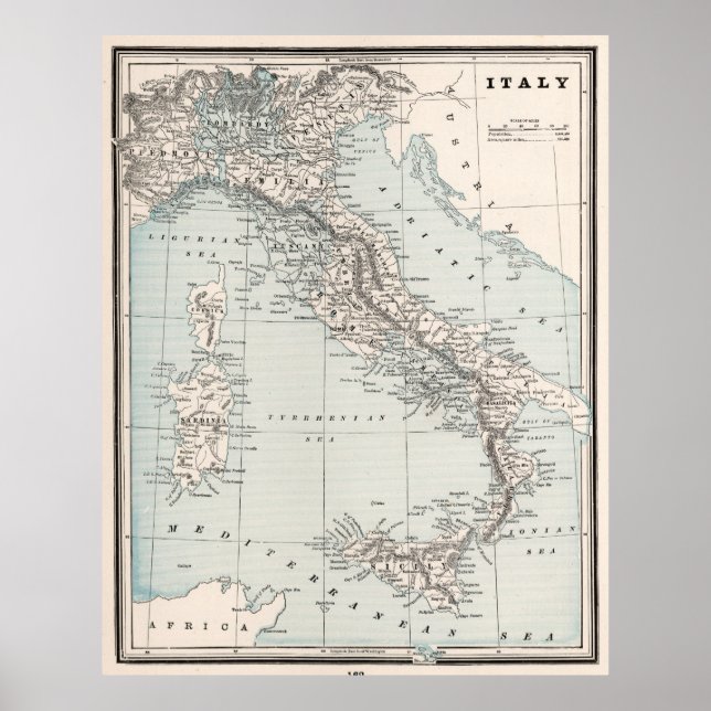Poster Mapa das Vintagens da Itália (1893) (Frente)