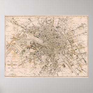 Poster Mapa das Vintagens de Paris (1825)