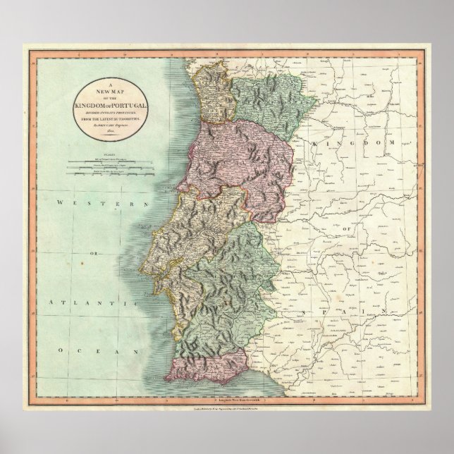 Poster Mapa das Vintagens de Portugal (1801) (Frente)