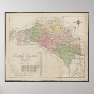 Poster Mapa de 1780 dos Reinos da Galícia e Lodoméria