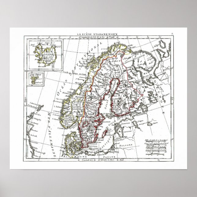 Poster Mapa de 1806 - La Suede no le Danemarck (Frente)