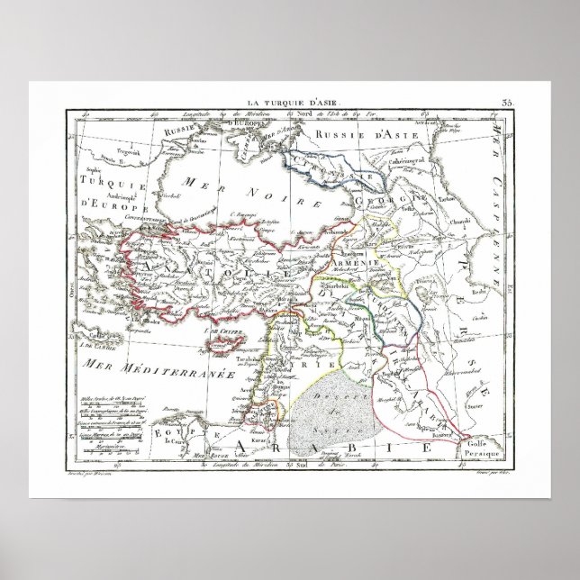Poster Mapa de 1806 - La Turquie d'Asie (Frente)