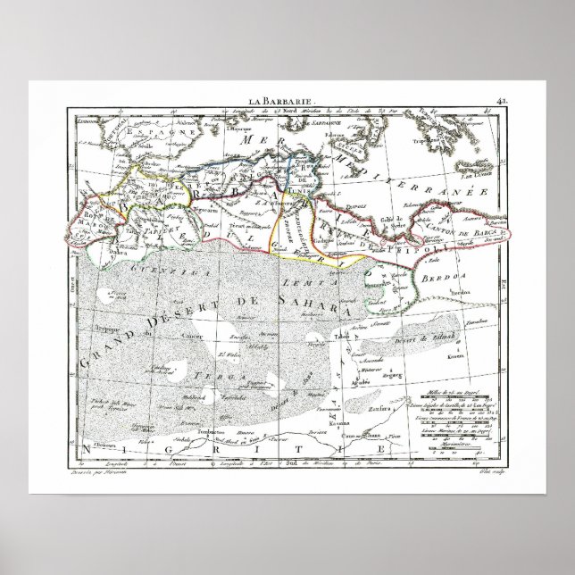Poster Mapa de 1806 - L'Barbarie (Frente)