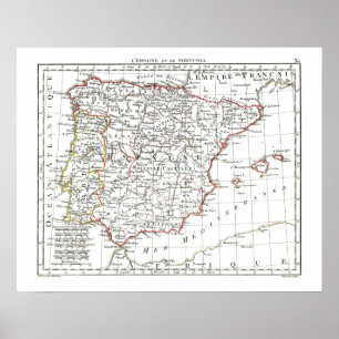 Póster Mapa de 1806 - L'Espagne et le Portugal