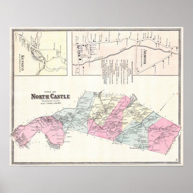 Poster Mapa de 1867. Armonk, Westchester County, Nova Ior (Frente)