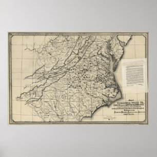 Póster Mapa de 1876 da Virgínia Ocidental