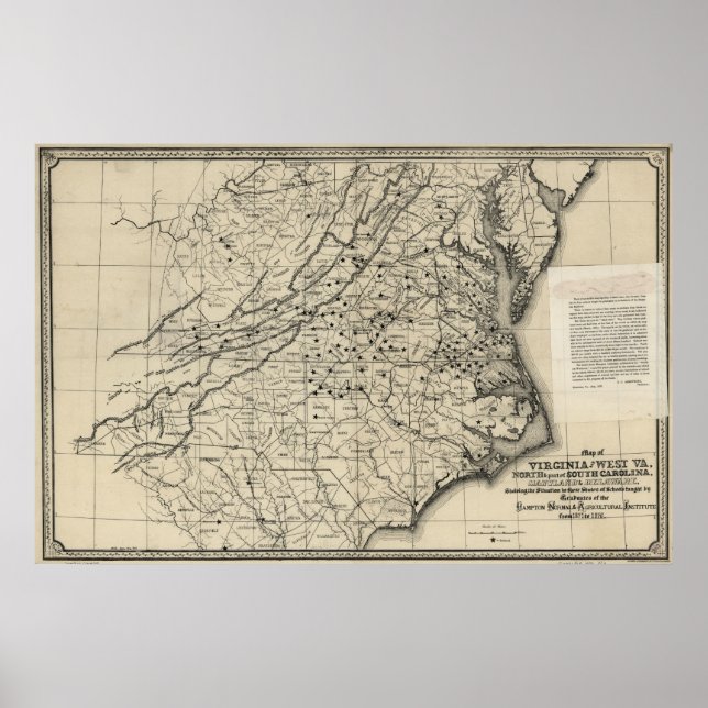 Póster Mapa de 1876 da Virgínia Ocidental (Frente)