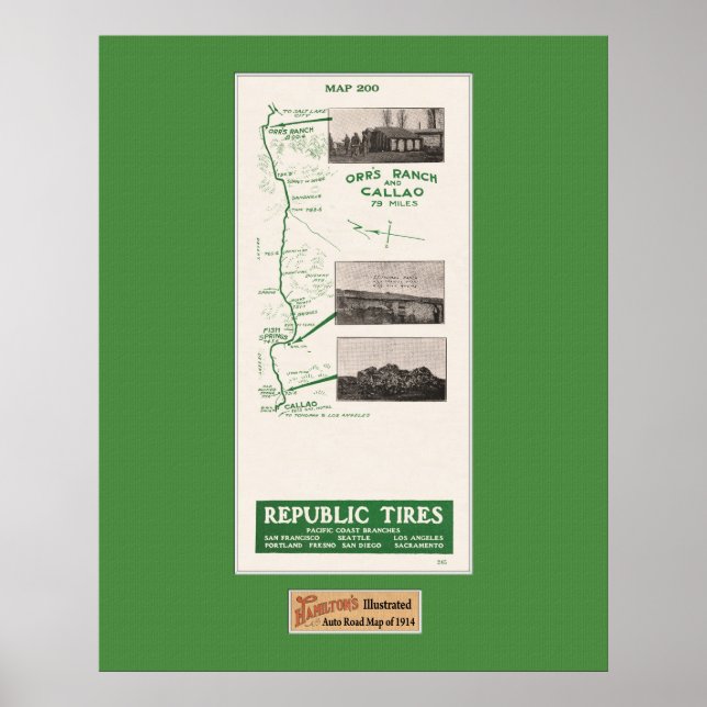 Poster Mapa de 1914, Orr's Ranch e Callao (Frente)