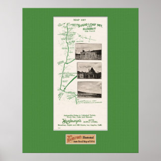 Póster Mapa de 1914, Pão de Açúcar Mt para Alcance de Cre