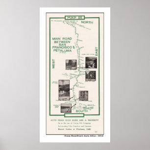 Poster Mapa de 1914, SF para Petaluma
